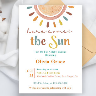 Here Comes The Sun Baby Shower  Invitation