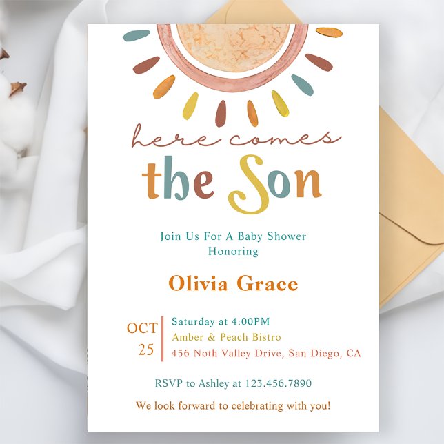 Here Comes The Sun Baby Shower  Invitation (Creator Uploaded)