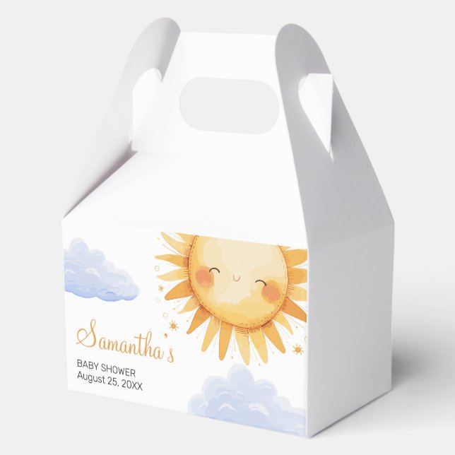 Here comes the Sun baby shower invitation  Favour Box (Front)