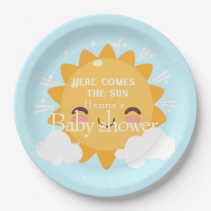 Here comes the sun baby shower paper plate