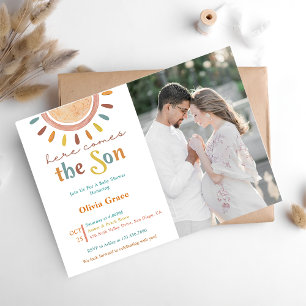 Here Comes The Sun Baby Shower Photo Invitation