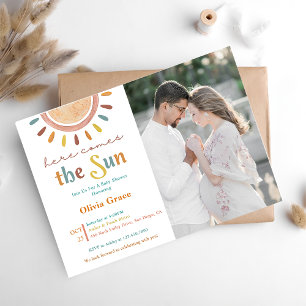Here Comes The Sun Baby Shower Photo Invitation