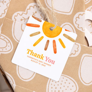 Here comes the Sun Baby Shower Square Favour Tags