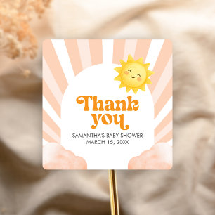 Here Comes the Sun Baby Shower Square Sticker