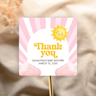 Here Comes the Sun Baby Shower Square Sticker