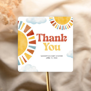 Here Comes the Sun Baby Shower Square Sticker