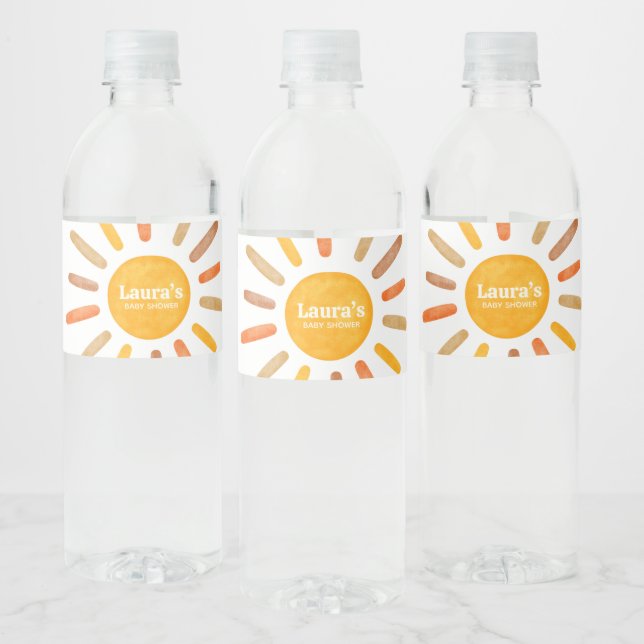Here comes the Sun  Baby Shower Water Bottle Label (Bottles)