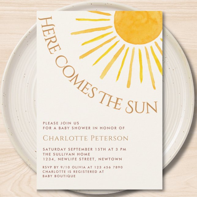 Here Comes The Sun Boho Baby Shower Invitation (Creator Uploaded)