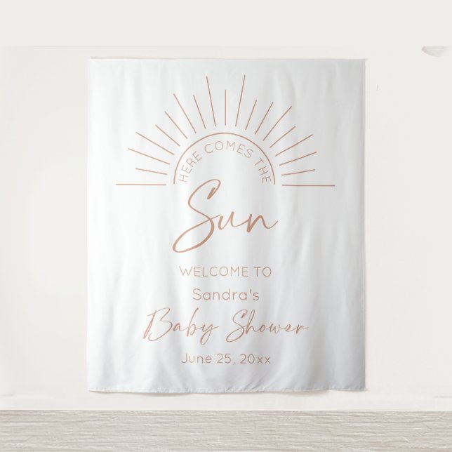 Here Comes The Sun Boho Baby Shower Tapestry (Front)