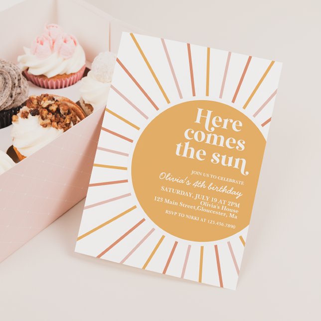 Here Comes the Sun Boho Sunshine birthday Invitation (Creator Uploaded)