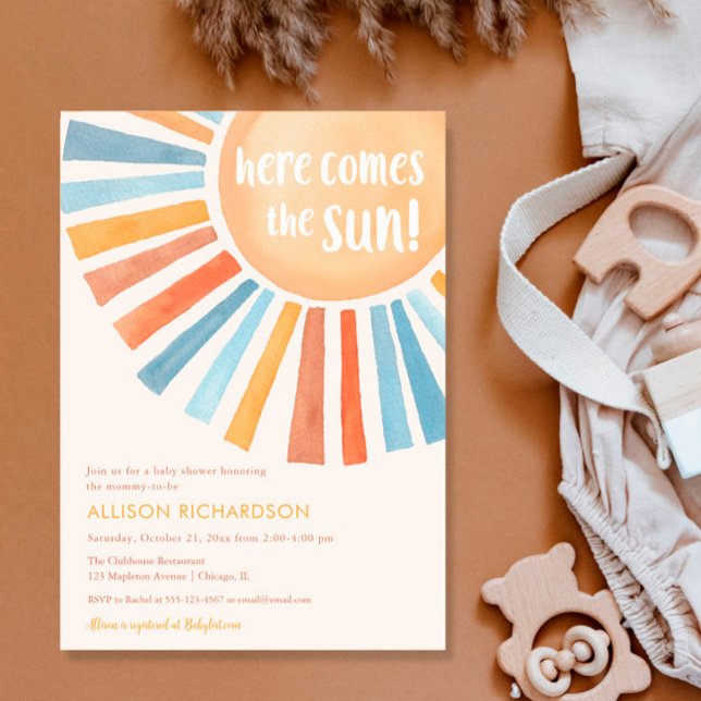 Here comes the sun boy boho sunshine baby shower i invitation (Creator Uploaded)