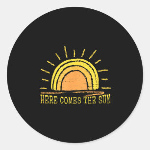 Here Comes The Sun Cute Sunshine Beach Summer Grap Classic Round Sticker