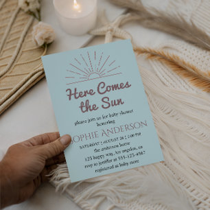 Here Comes the Sun Elegant Sunshine Baby Shower Invitation