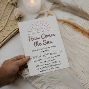 Here Comes the Sun Elegant Sunshine Baby Shower Invitation