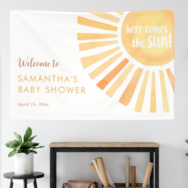 Here comes the sun gender neutral baby shower banner (Creator Uploaded)