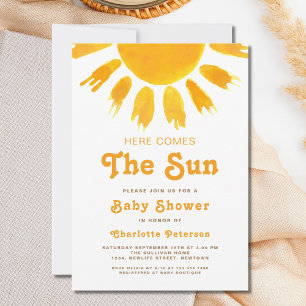 Here Comes The Sun Gender-Neutral Boho Baby Shower Invitation