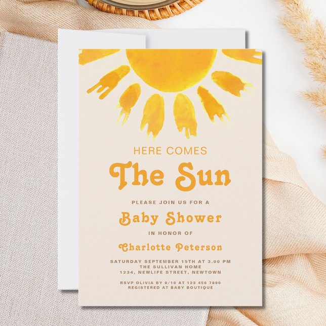 Here Comes The Sun Gender Neutral-Boho Baby Shower Invitation (Creator Uploaded)