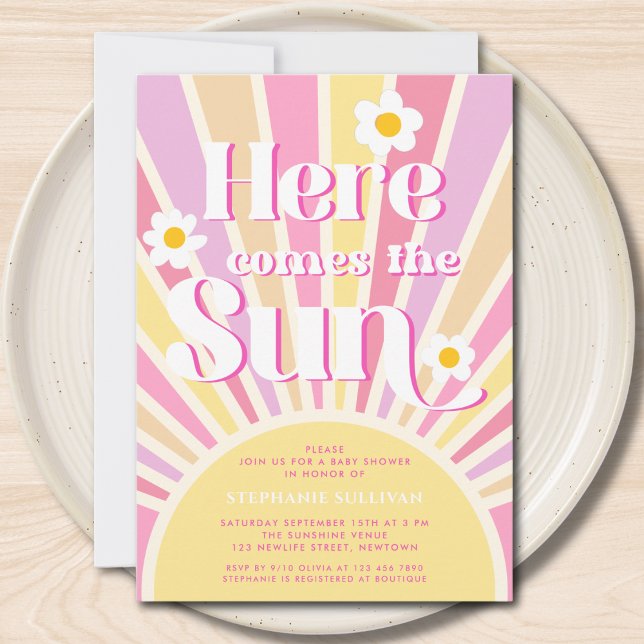 Here Comes The Sun Girl Baby Shower Invitation (Creator Uploaded)