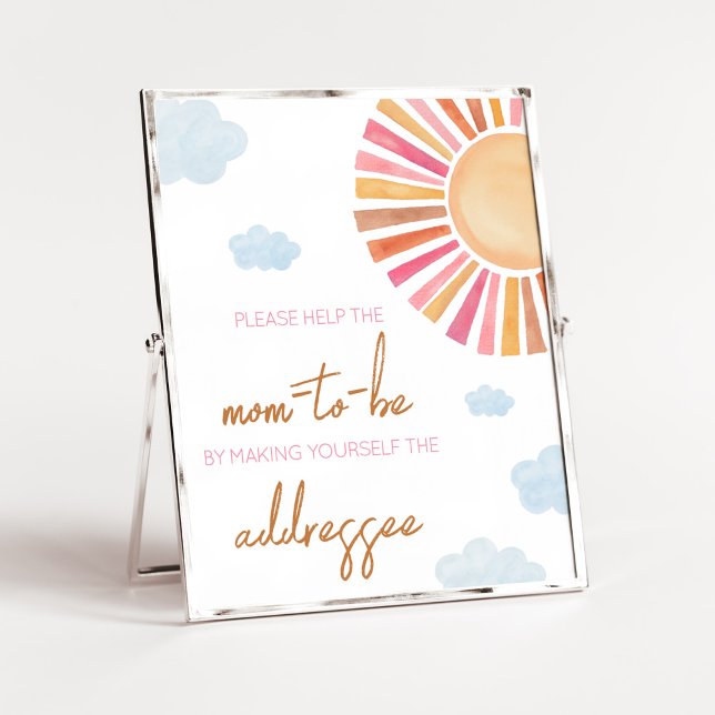 Here Comes The Sun Girl Envelope Station Poster (Sunshine Baby Shower Envelope Station Sign)