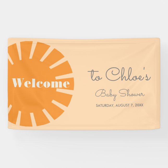 Here Comes the Sun Retro Baby Shower Banner (Horizontal)