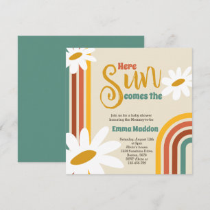 Here comes the sun Retro Baby Shower Invitation