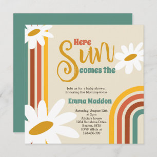 Here comes the sun Retro Baby Shower Invitation