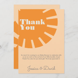 Here Comes the Sun Retro Baby Shower Thank You Card
