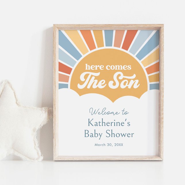 Here Comes the Sun Retro Baby Shower Welcome Sign (Creator Uploaded)