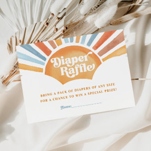 Here Comes The Sun Retro Son Boy Diaper Raffle Enclosure Card