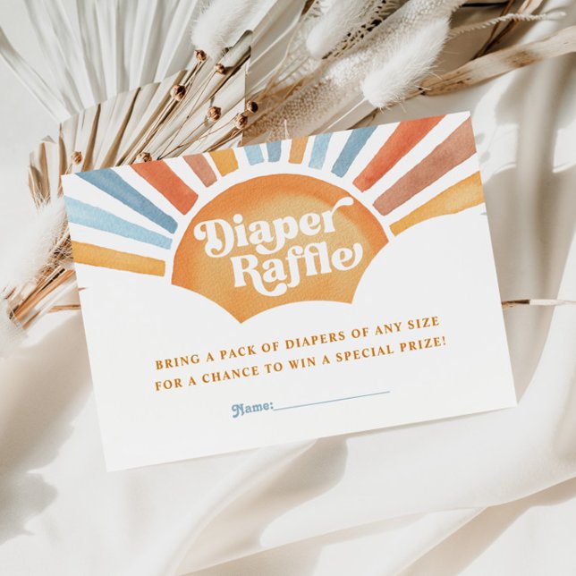 Here Comes The Sun Retro Son Boy Diaper Raffle Enclosure Card (Creator Uploaded)