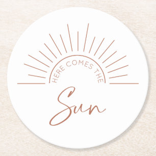 Here Comes The Sun Round Paper Coaster
