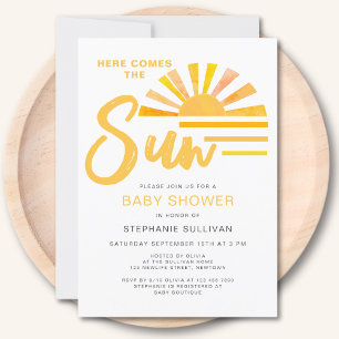 Here Comes The Sun Sunshine Baby Shower Invitation