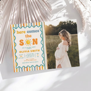 Here Comes The Sun Sunshine Baby Shower Photo Invitation