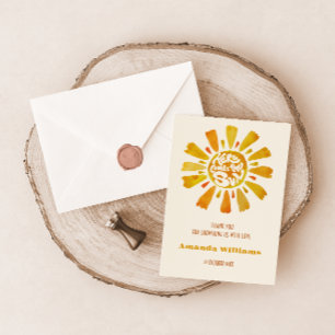Here Comes The Sun Vintage Baby Shower Thank You Card