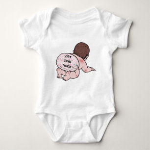 Here Comes Trouble Baby Baby Bodysuit