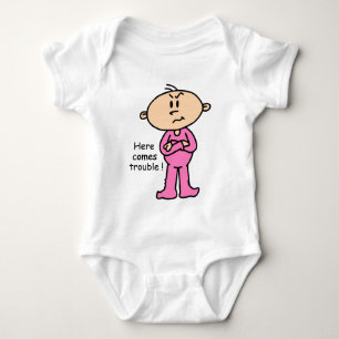 Here Comes Trouble Baby (PINK) Baby Bodysuit