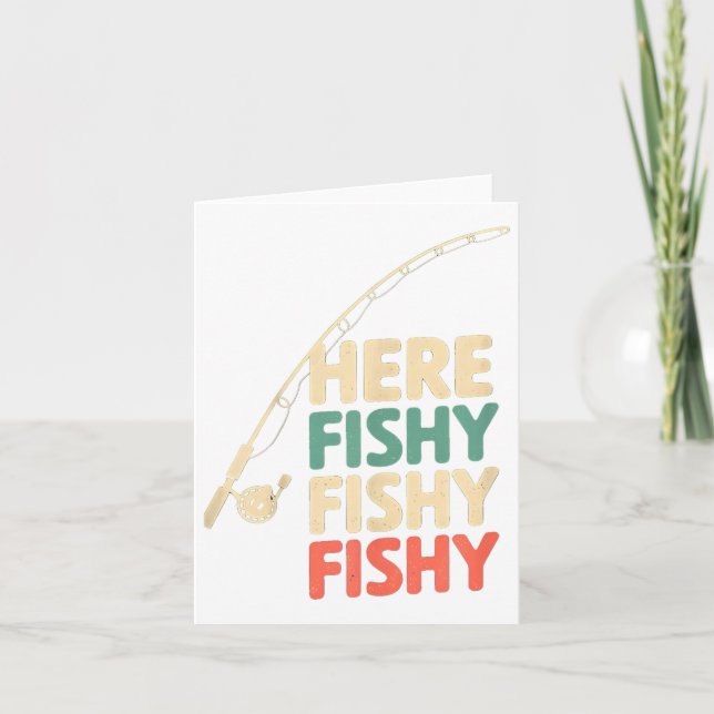 Here-fishy Funny Fishing Design B Fish _1  Card (Front)