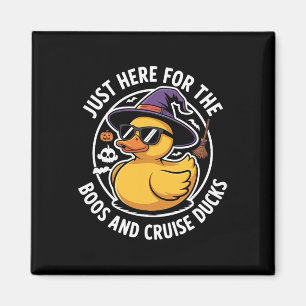Here For Boos And Cruise Ducks Funny Halloween Duc Magnet