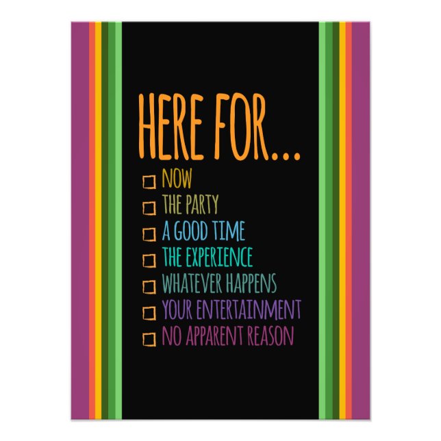 Here for now Stripes Gfx Black BG Photo Print (Front)