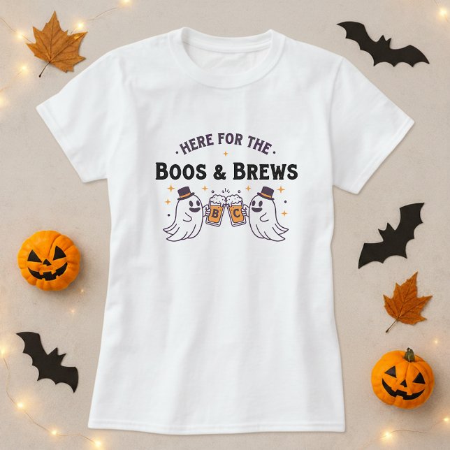 Here for the Boos &Brews Halloween Tee; Ghost Beer T-Shirt (Creator Uploaded)