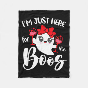 Here For The Boos Cute Ghost Funny Women Halloween Fleece Blanket