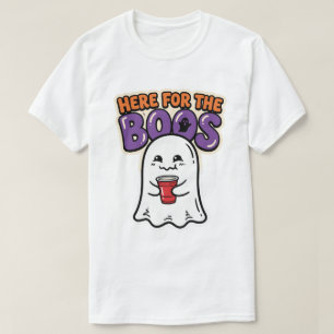Here For The Boos Cute Ghost Halloween Party Art T-Shirt