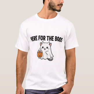 Here For The Boos Funny Ghost Cat Shirt