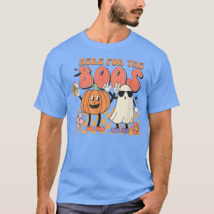 Here For The Boos Funny Halloween Beer Scary Pumpk T-Shirt