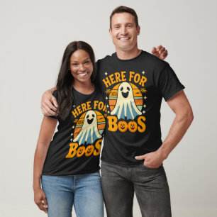 Here For The Boos Funny Retro Ghost Halloween T-Shirt