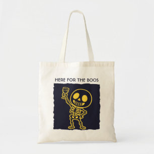Here for the Boos Funny Skeleton Halloween Canvas Tote Bag