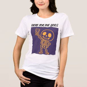 Here for the Boos Funny Skeleton Halloween Tri-Blend Shirt