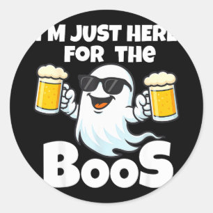 Here for the boos ghost sunglasses funny halloween classic round sticker