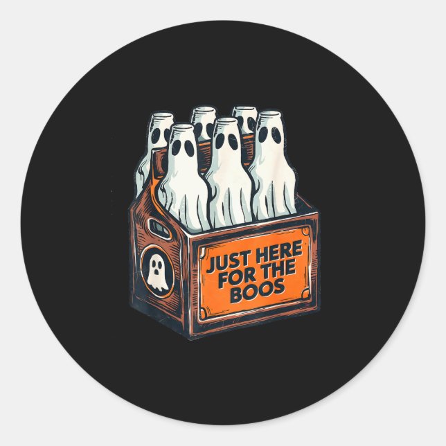 Here For The Boos Halloween 6 Pack Booze Ghost Bee Classic Round Sticker (Front)