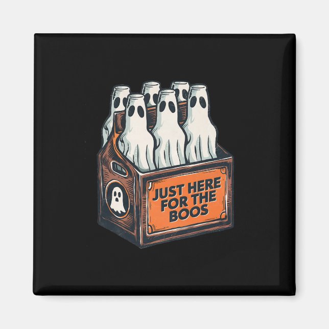 Here For The Boos Halloween 6 Pack Booze Ghost Bee Magnet (Front)